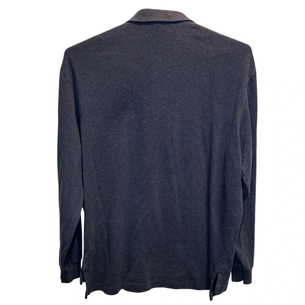 Polo Ralph Lauren Long Sleeve Polo Large Men's Charcoal Gray Heather Cotton Pony